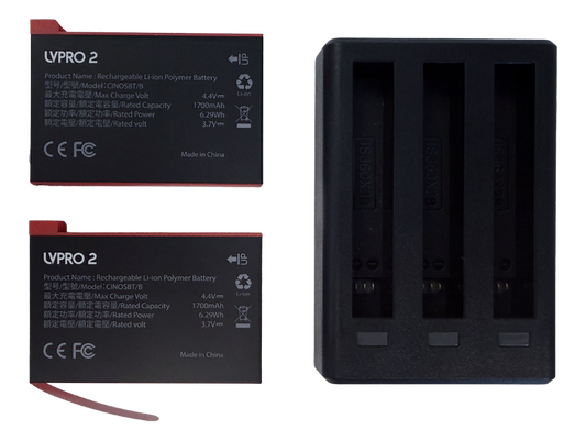 LVPro2 Battery & Charger Combo - 2 Batteries + FREE Charger