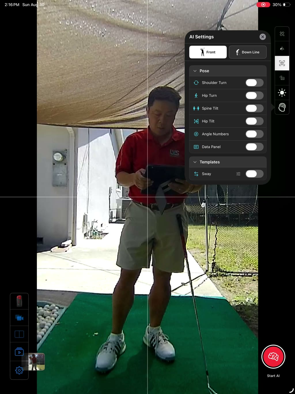 Open AI Settings → Front → Pose